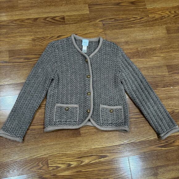 PATOU Neutral Alpaca Wool Blend Knitted Fitted Jacket Size XL - Picture 6 of 10